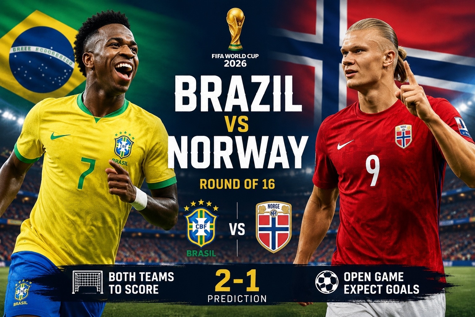 Brazil vs Norway Prediction: Both Teams to Score, But Brazil to Advance